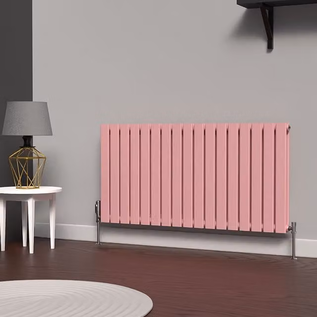 Lux Heat Flat Horizontal Coloured Steel Wall Mounted Radiator in Pink