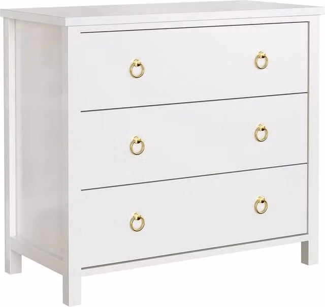 VOGREX Modern White Wooden 3 Drawer Chest of Drawers for your Bedroom