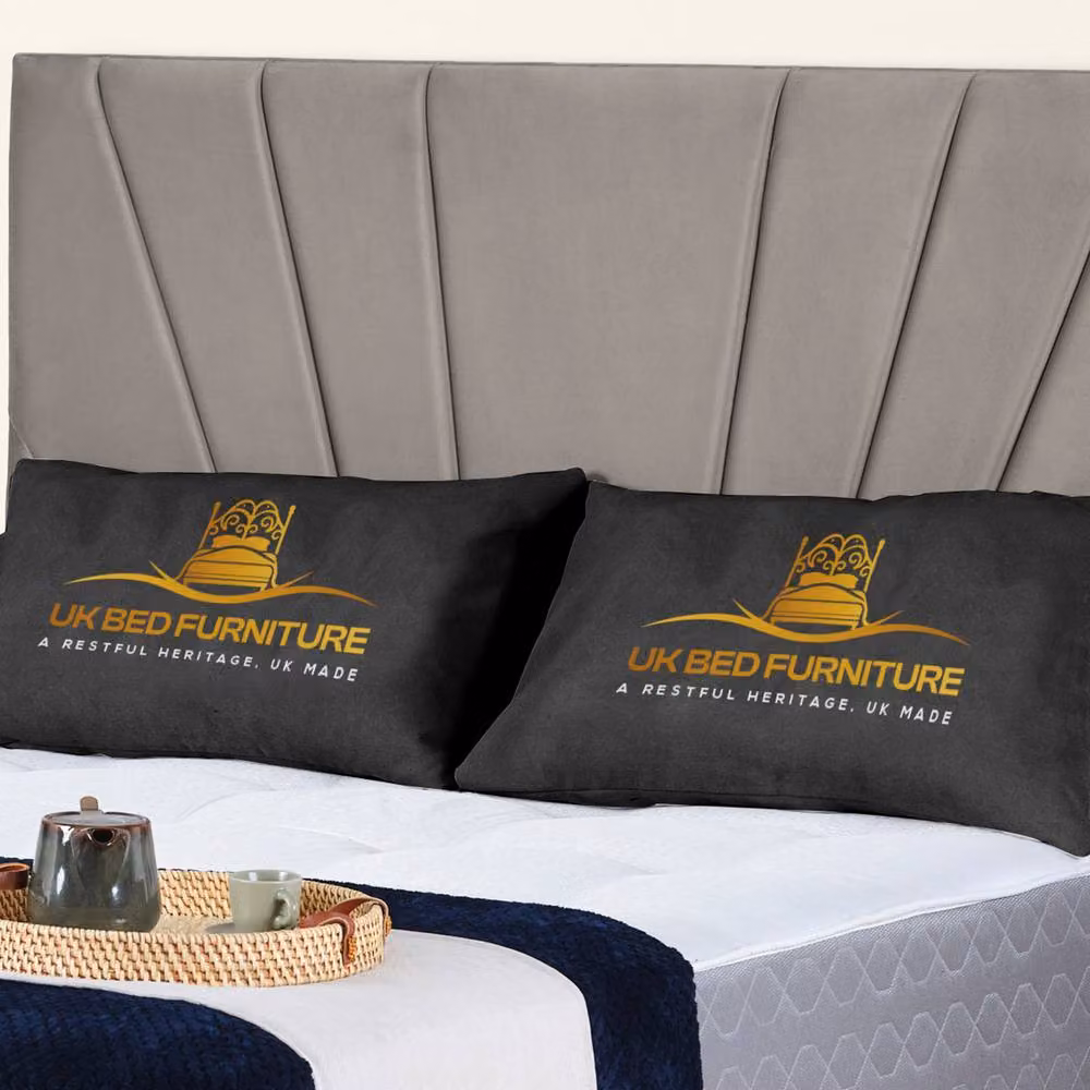 UK Bed Furniture Sunrise Upholstered Slatted Base Bed in Grey, W/D/H: 90 x 190 cm – 2