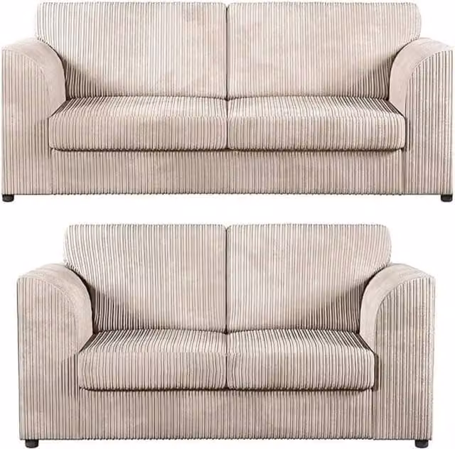 Bliss Furniture Jumbo Cord High Back 3+2 Seater Sofa Set in Beige
