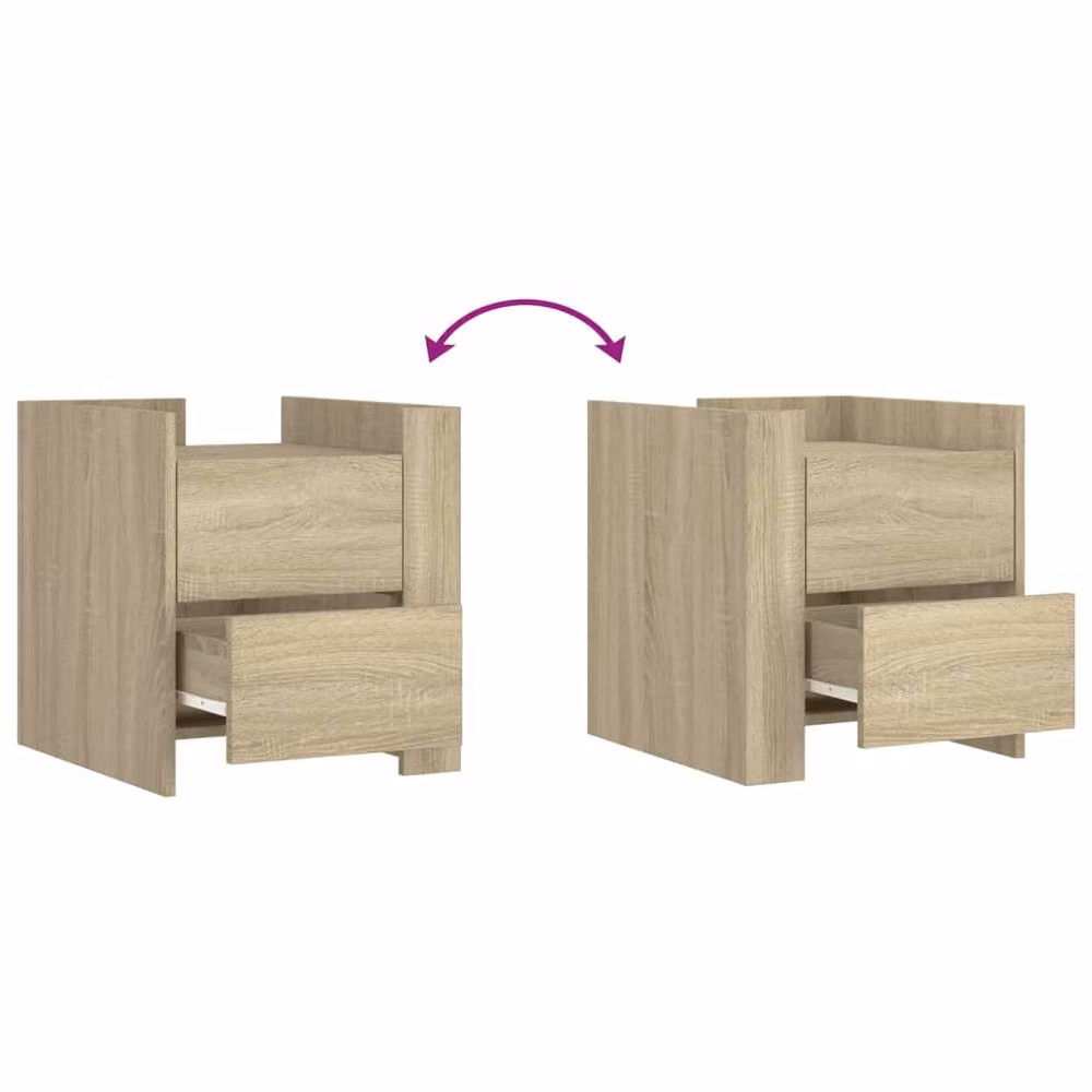 Berkfield Home Sonoma Oak Bedside Cabinet in Light Brown, W/D/H: 45 x 50 x 50 cm – 2