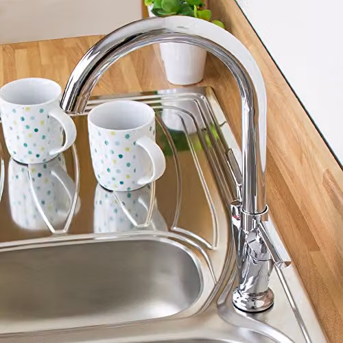 Nes Home Chrome Modern Swivel Spout Mono Mixer Kitchen Tap in Silver – 4