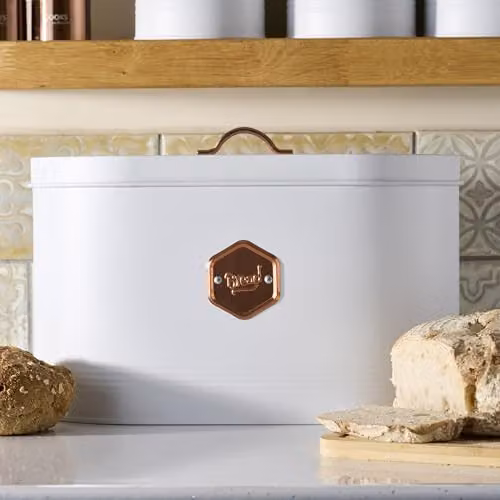 Cooks Professional Metal Bread Bin in White with Ventilated Design – 2
