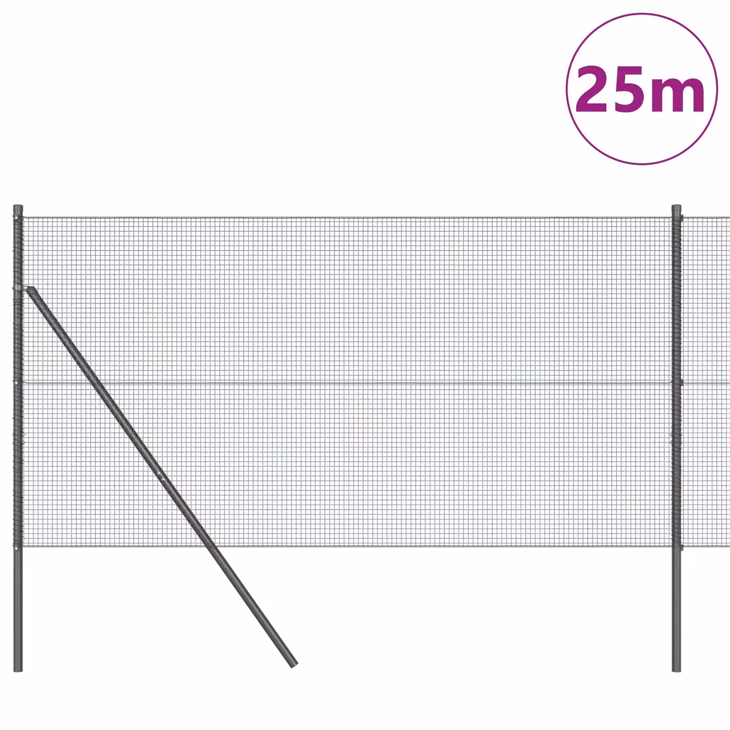 Berkfield Home Grey PVC-Coated Metal Round Fence Post Set of 2, H: 1 m, W: 25 cm – 3