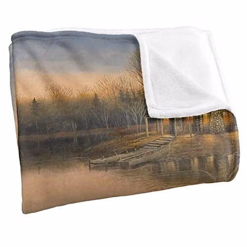Wild Wings Tranquil Evening 2 Silky Touch Super Soft Fleece Throw Blanket in White, W/D/H: 152 x 127 cm – 2