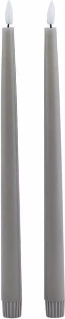 Love Lace Grey LED Wax Taper Dinner Candles, Set of 2