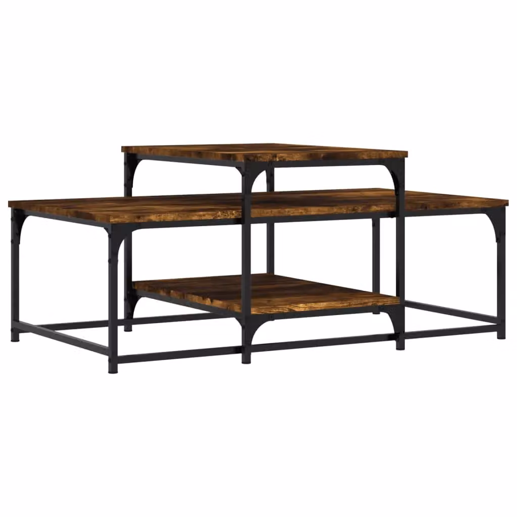 Berkfield Home Smoked Oak Coffee Table in Brown, W/D/H: 102 x 60 x 45 cm – 2