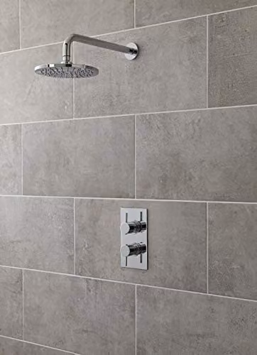 Nuie Ultra Quest Concealed Thermostatic Twin Shower Valve with Square Plate in Chrome – 2