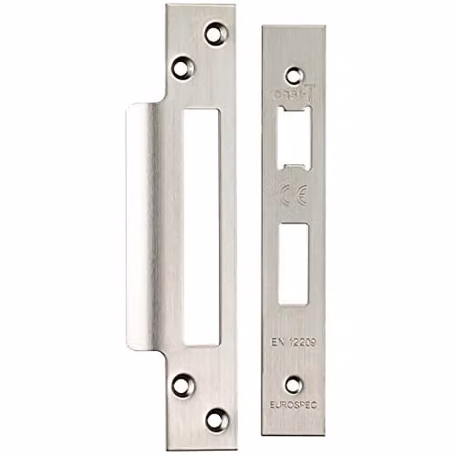 Loops Forend Strike and Fixing Pack for Sashlocks in Satin Stainless Steel Silver