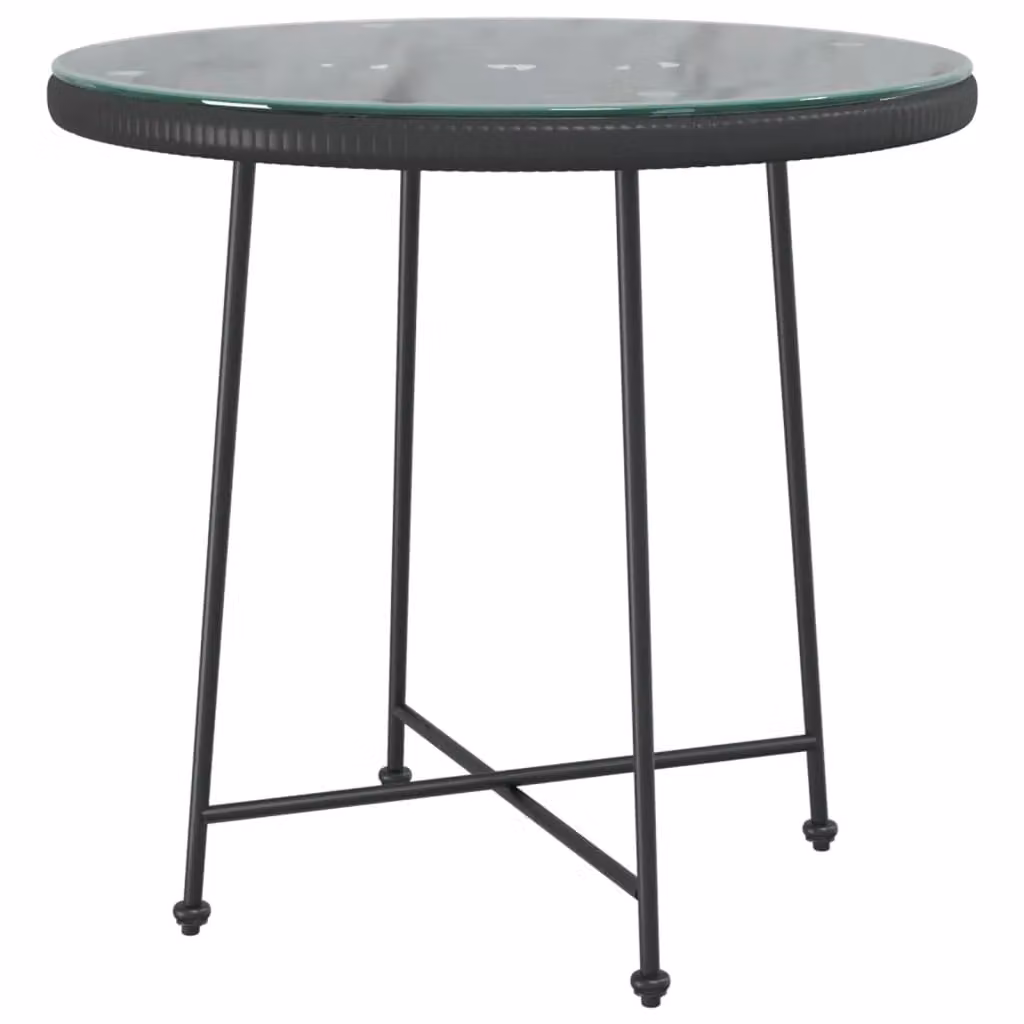 Berkfield Home Modern Black Dining Table with Tempered Glass and Steel, Diameter: 80 cm – 2