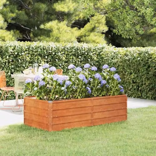 vidaXL Corten Steel Raised Garden Bed in Bronze/Brown, W: 160 cm, D: 80 cm, H: 45 cm – 2