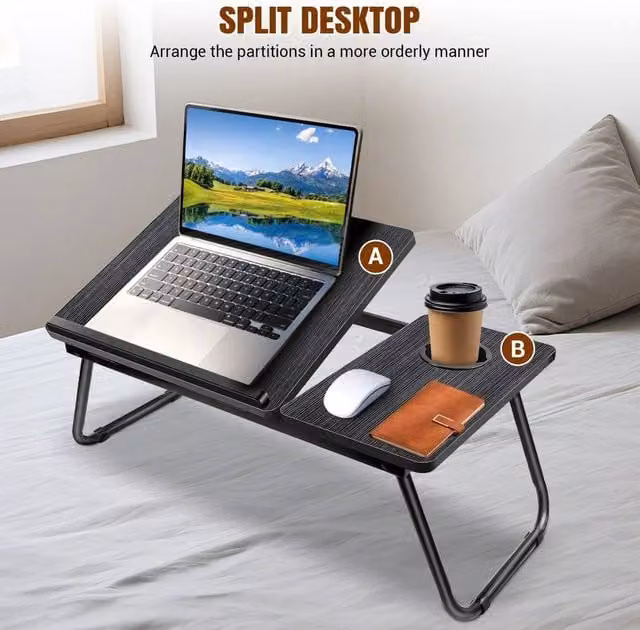 EONLION Black Folding Laptop Table with 100 cm Width – 1