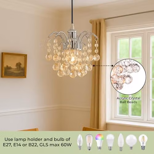 INNOTECK Faceted Oriel Crystal Pendant Light Shade in Polished Chrome – 2