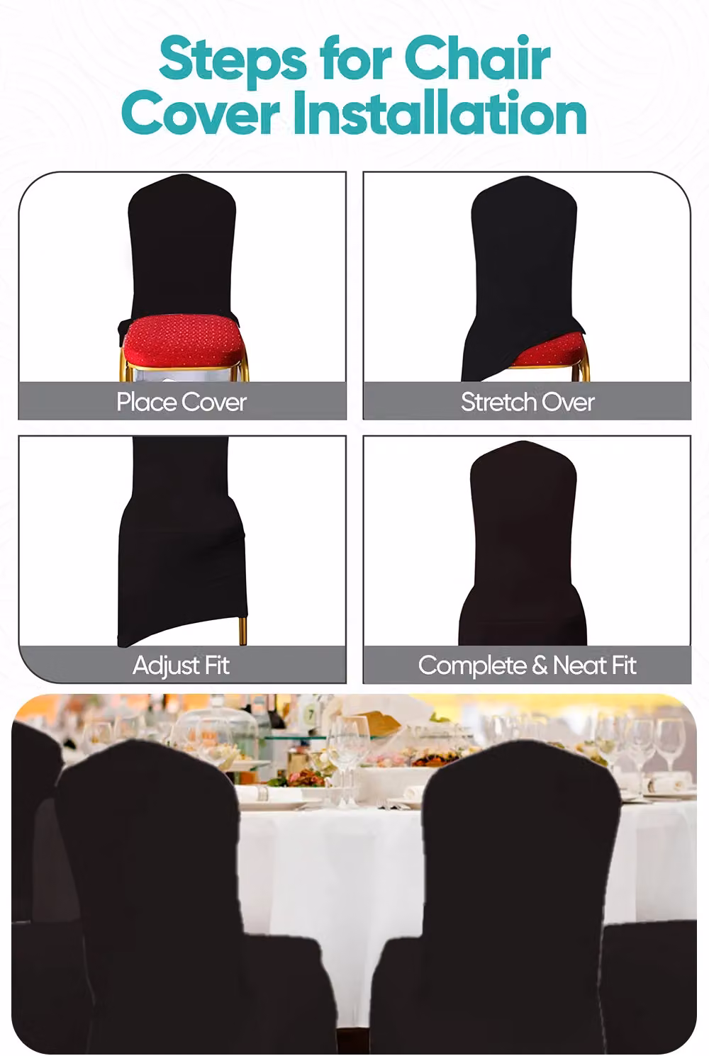 Neel Blue 10-Piece Spandex Polyester Stretch Dining Chair Covers in Black and Blue – 2