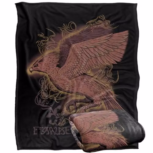 Warner Bros. Harry Potter Fawkes the Phoenix Super Soft Silky Touch Fleece Throw Blanket, Multicolour, W: 127 x H: 152.4 cm
