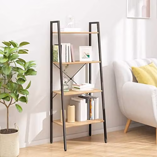 vidaXL 4-Tier Industrial Standing Shelf in Brown and Black, W/D/H: 56 x 35 x 140 cm – 2