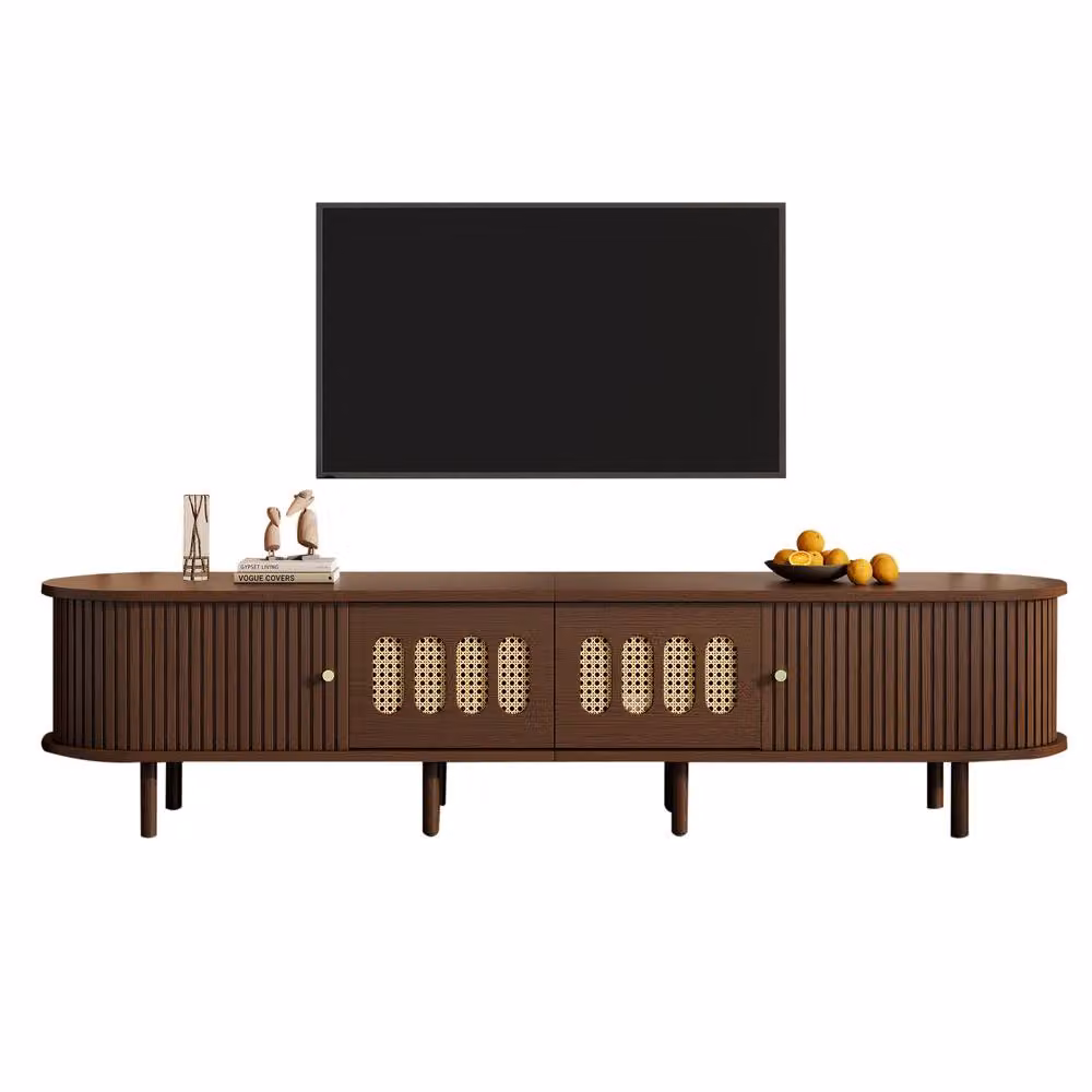 BTM Oval Walnut TV Stand in Brown with 2 Drawers and 2 Roller Doors, W/D/H: 180 x 40 x 40 cm – 2