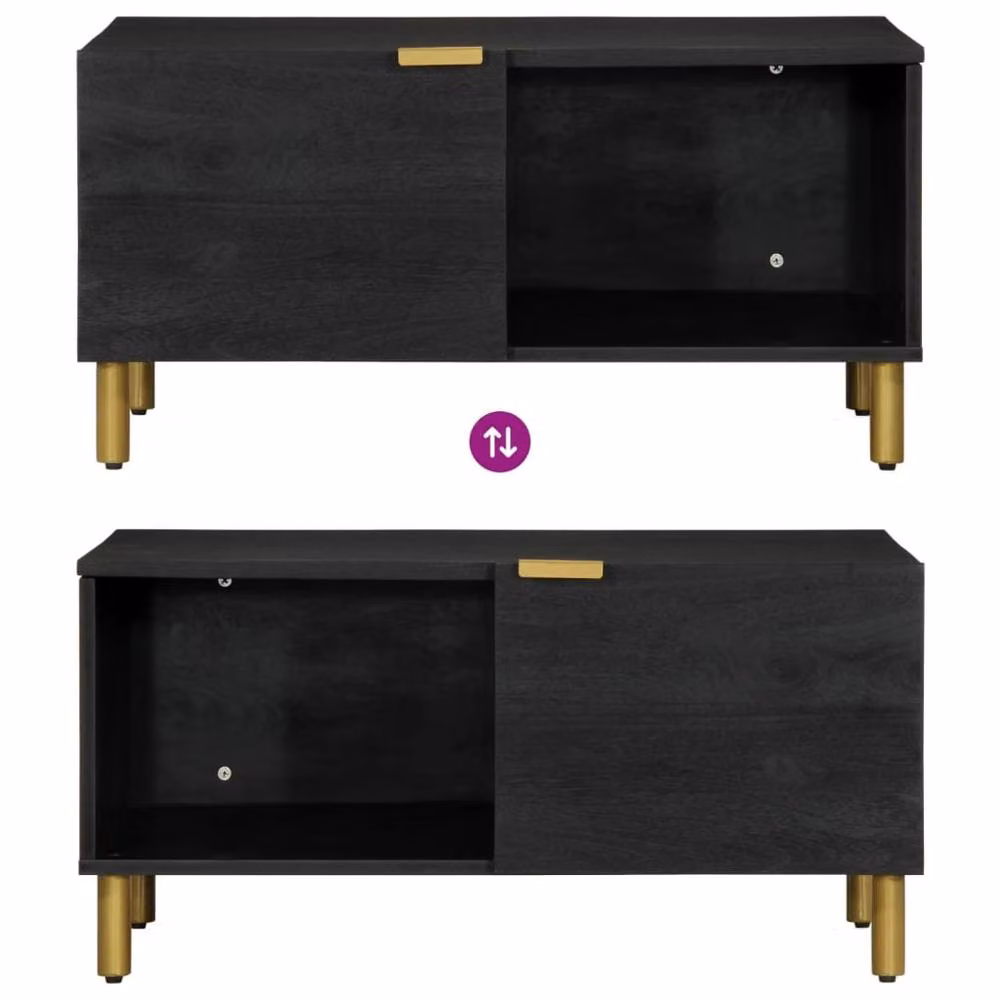 Berkfield Home Modern Black Rectangular Coffee Table W/D/H: 80 x 50 x 40 cm – 3