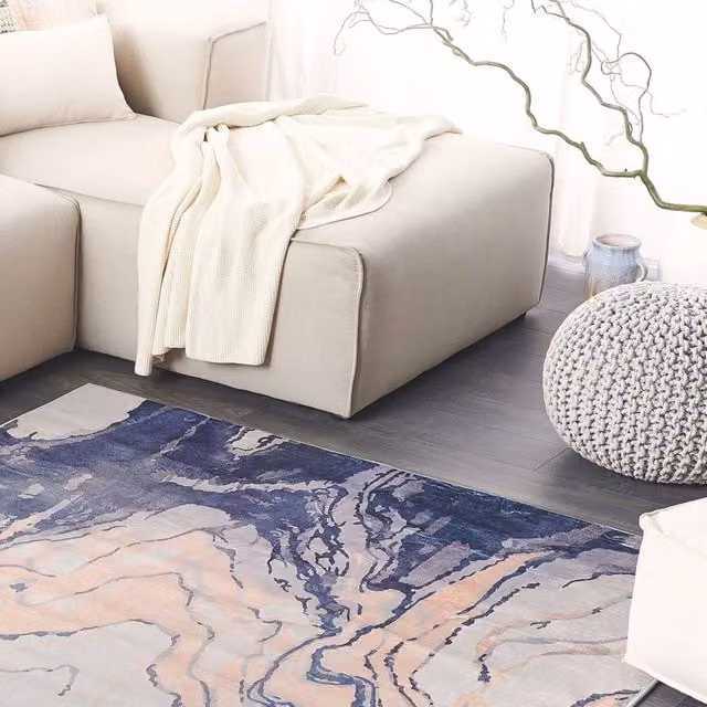 Wyld and Coco Marble-Effect Non-Slip Woven Rug in Stone Look, W/L: 160 x 230 cm – 1