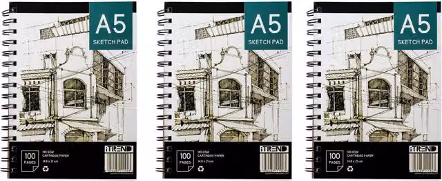iTrend A5 Artist Sketch Pad, 100 Pages, 135gsm, White