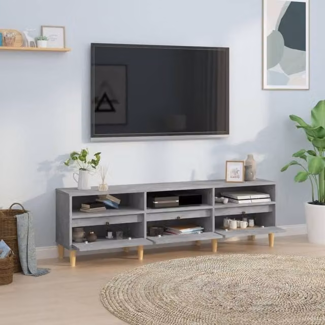 Berkfield Home TV Cabinet in Concrete Grey, W/D/H: 150 x 30 x 44.5 cm – 1