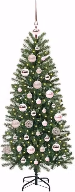 Berkfield Home Elegant Artificial Christmas Tree with 150 LEDs, Green, H 120 cm x W 75 cm x D 75 cm – 1