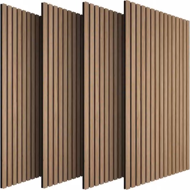 tectake Acoustic Wood Wall Panels in Light Oak Brown – 1