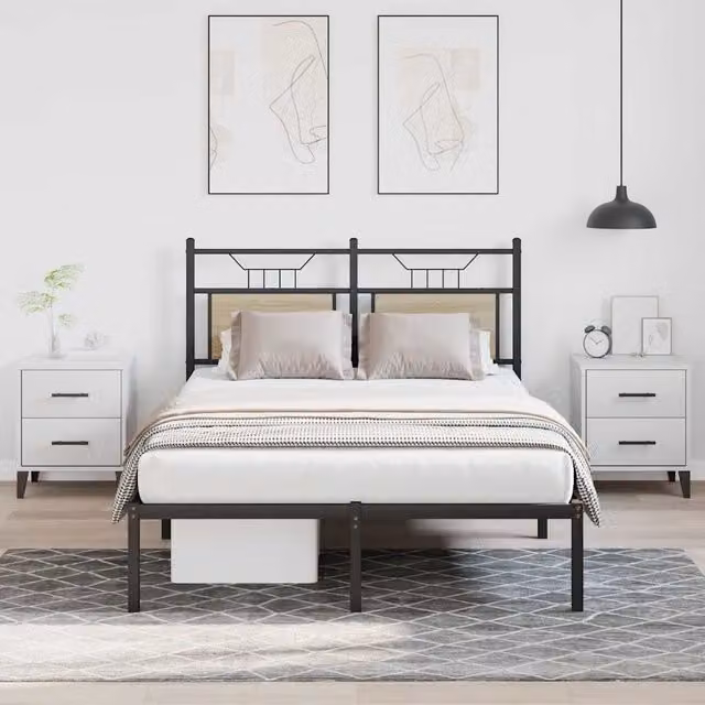 Berkfield Home Sonoma Oak Small Double Bed Frame in Brown, W/D/H: 120 x 190 x 91.5 cm – 1