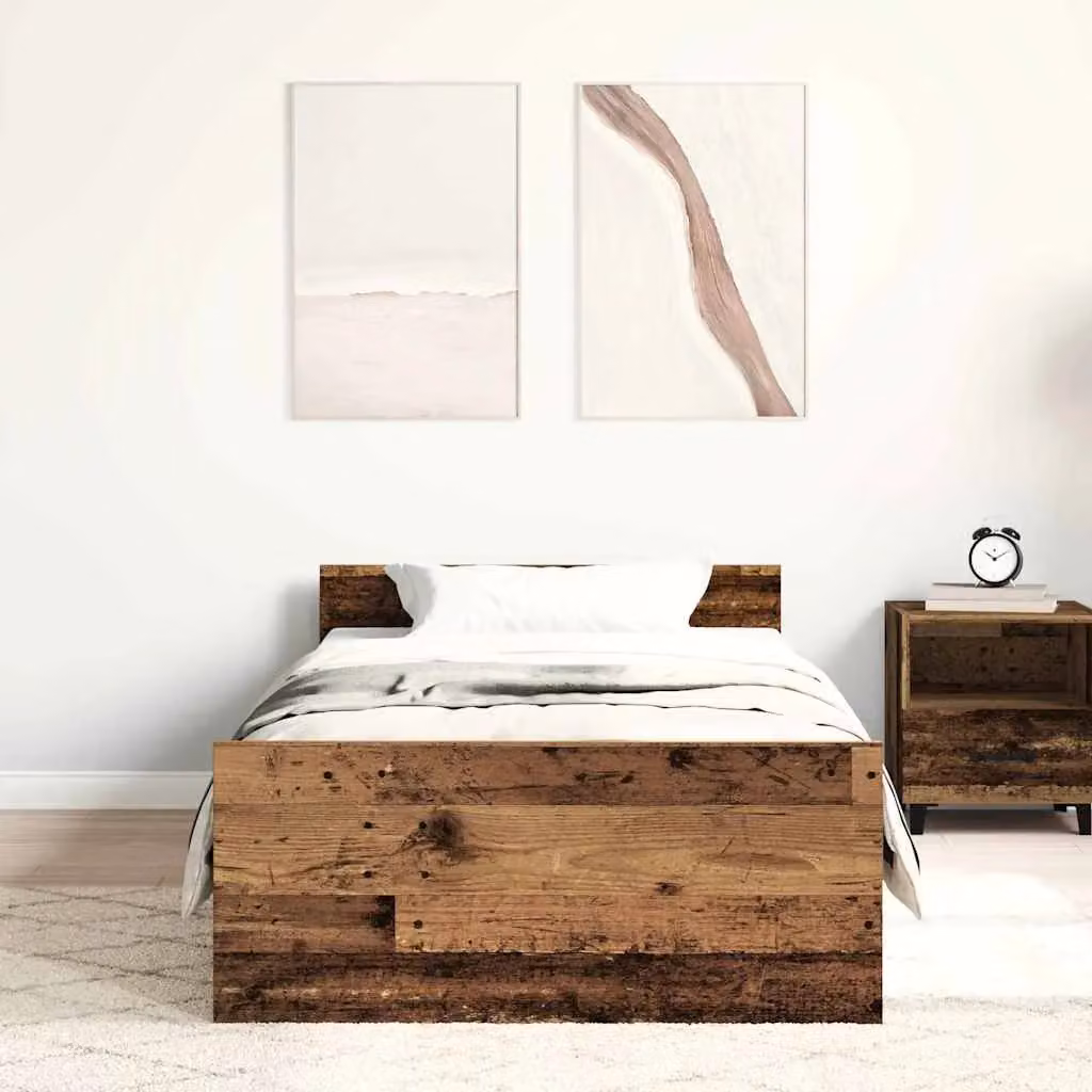Berkfield Home Bed Frame in Old Wood Brown, Engineered Wood with Lift Up Base, W/D/H: 190 x 75 x 50 cm – 3
