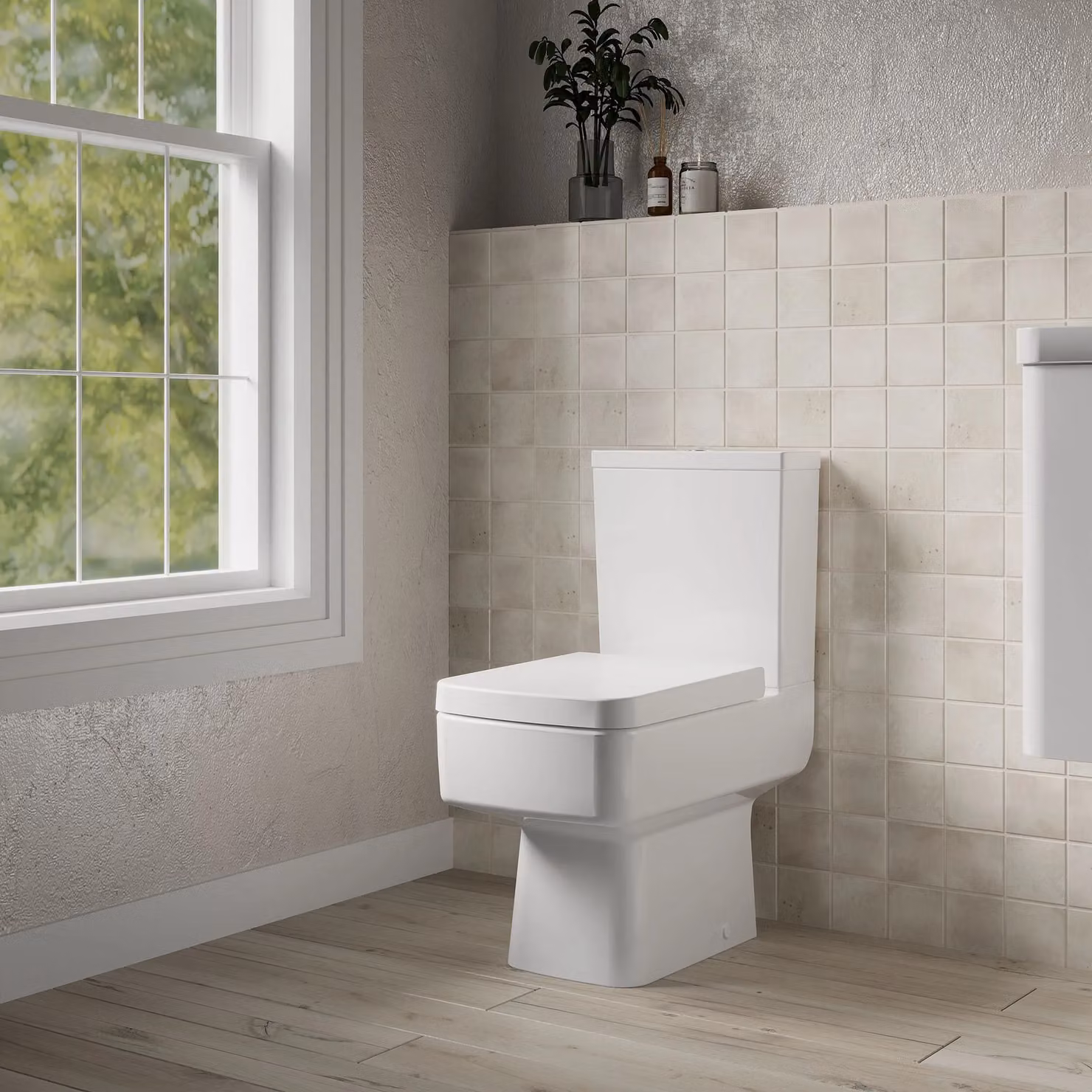 Balterley Compact Semi Flush to Wall Pan and Cistern WC Toilet in White (No Seat) W/D/H: 78.5 x 35.5 x 40 cm – 3