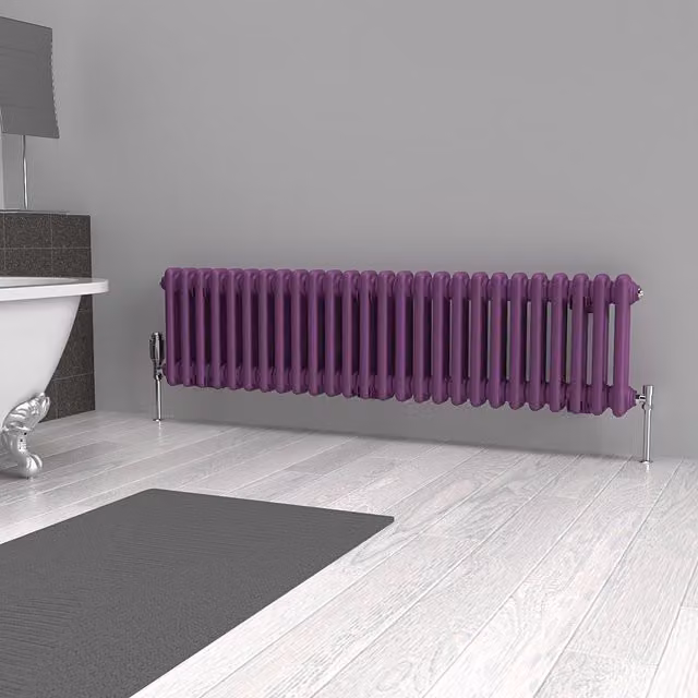 Lux Heat Horizontal Column Radiator in Pretty Plum Purple, W/H: 30 x 119 cm