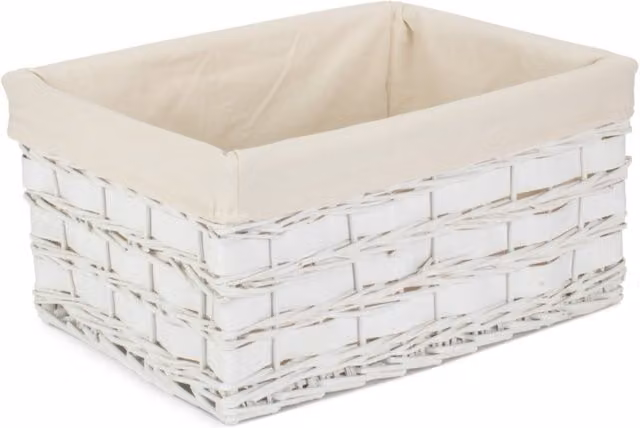 Red Hamper Wicker Scandi Storage Basket with White Lining