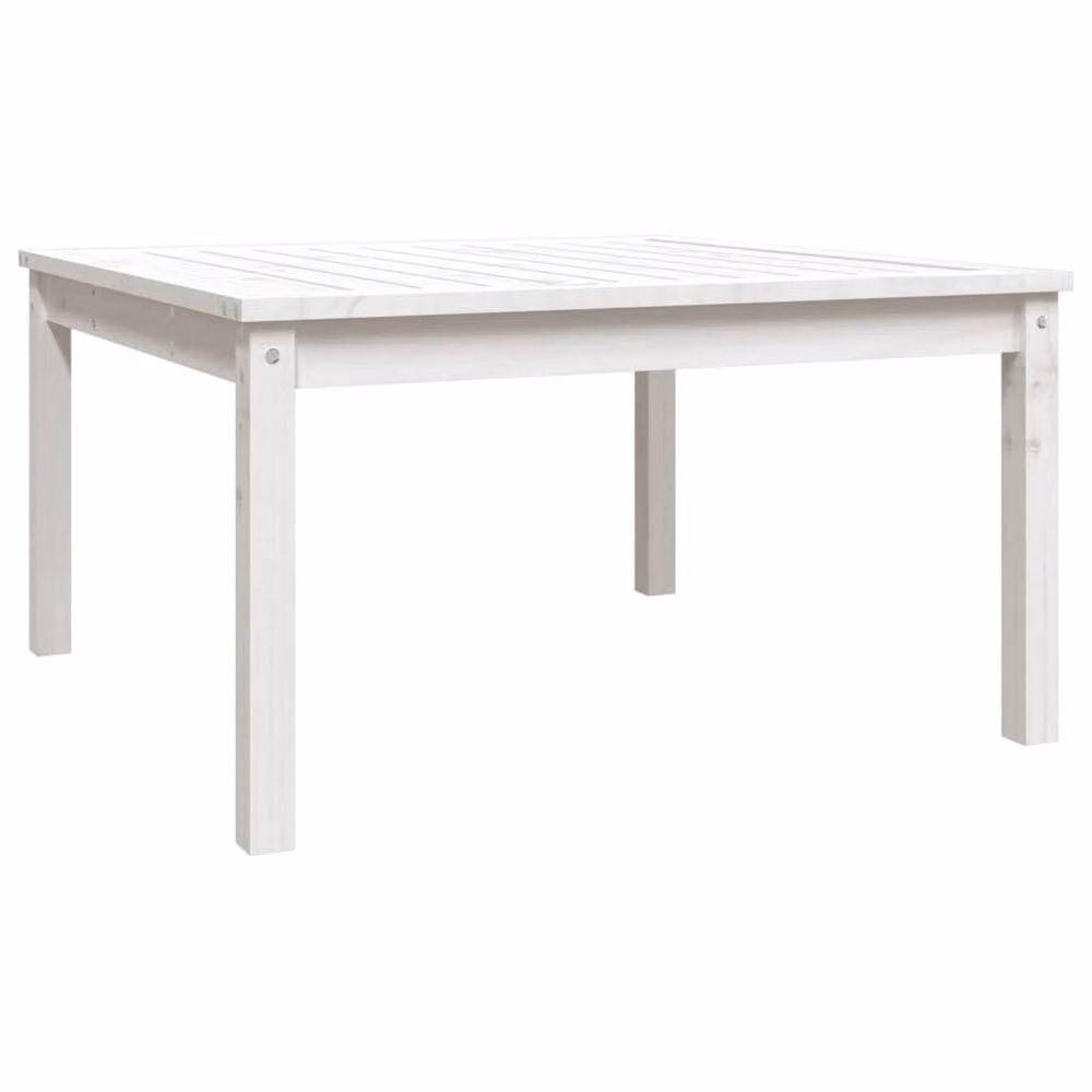 Berkfield Home White Square Garden Table in Solid Pine Wood, W/D/H: 82.5 x 82.5 x 45 cm – 3