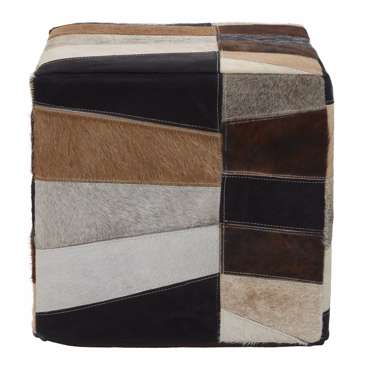 Orsina Safira Striped Leather Pouffe in Multicolour – 3