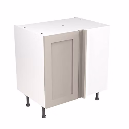 Kitchen Kit Shaker Door Blind Corner Base Cabinet in Light Grey Matt, W: 80 cm, H: 87 cm, D: 65 cm