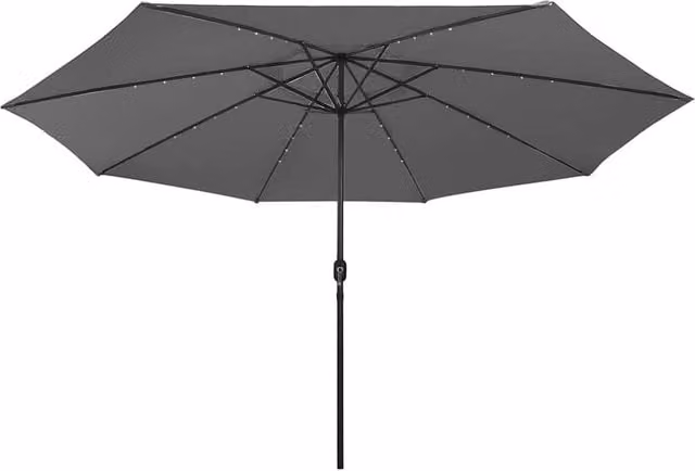 Berkfield Home Outdoor Parasol with LED Lights and Metal Pole, Anthracite Dark Grey, Diameter: 400 cm – 1