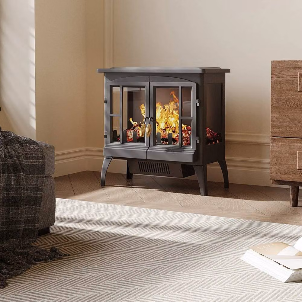 FORGEVIO 2000W Freestanding Electric Fireplace in Black, W: 106 cm, D: 16.02 cm, H: 42.84 cm – 3