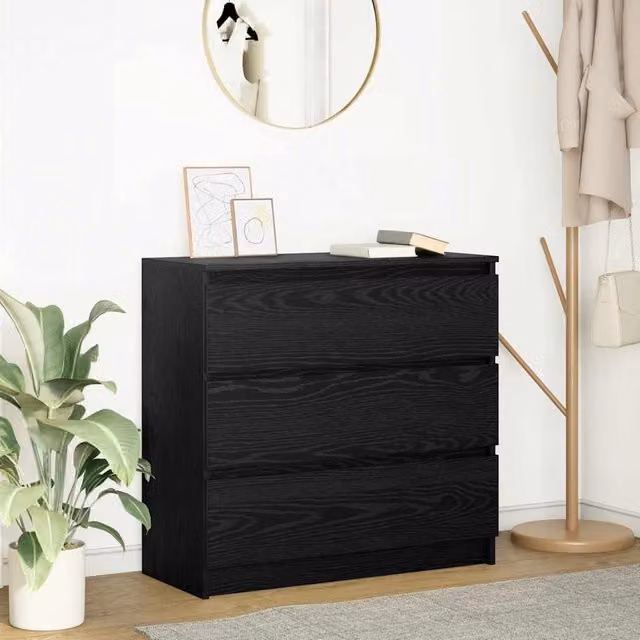 Berkfield Home Modern Black Oak Sideboard, W/D/H: 80 x 35 x 76 cm