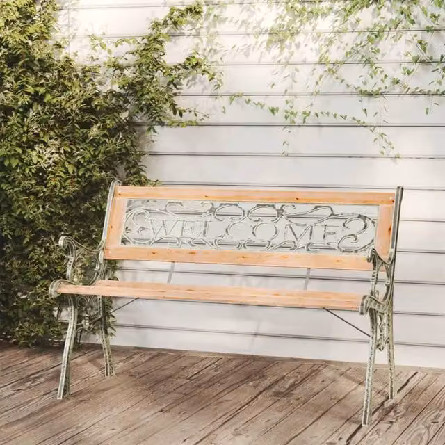 Berkfield Home Garden Bench in Brown Solid Firwood, Width: 122 cm – 1