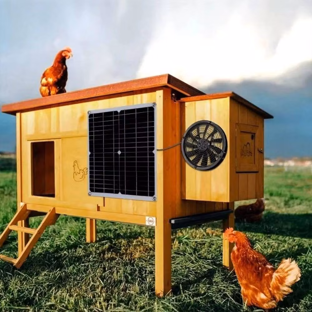 NESTLUNE Solar Panel Set with Black Exhaust Fan Ventilation – 5