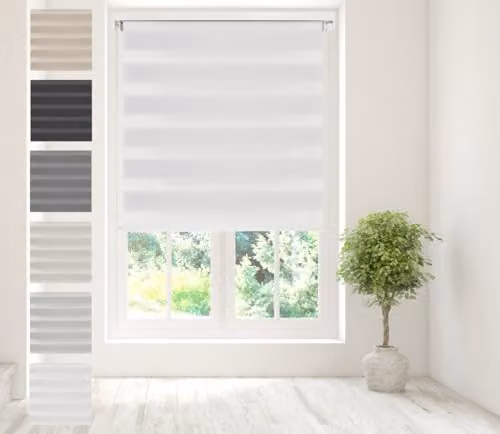 Caecus Day Night Zebra Roller Blind, White, W: 160 cm, H: 240 cm