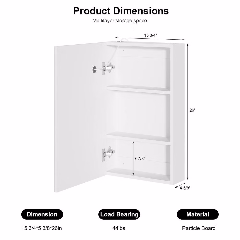 KEEPREAPER Modern White Wall-Mounted LED Bathroom Cabinet with Anti-Fog Mirror and Sensor Switch – 2