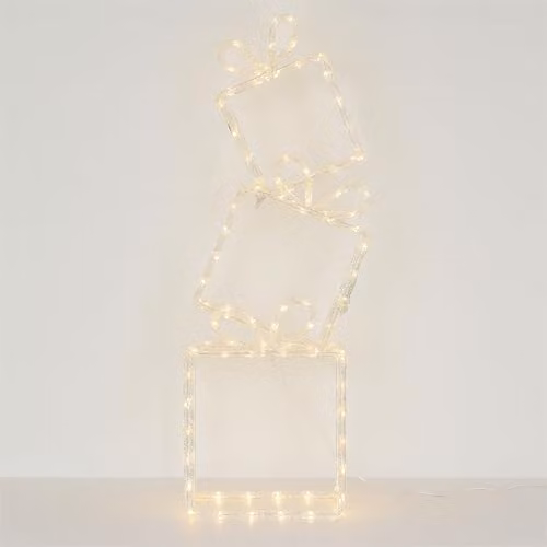 Xmas Haus Pre-Lit Stacking Presents with 190 Warm White LEDs, Black, Height: 73 cm – 3