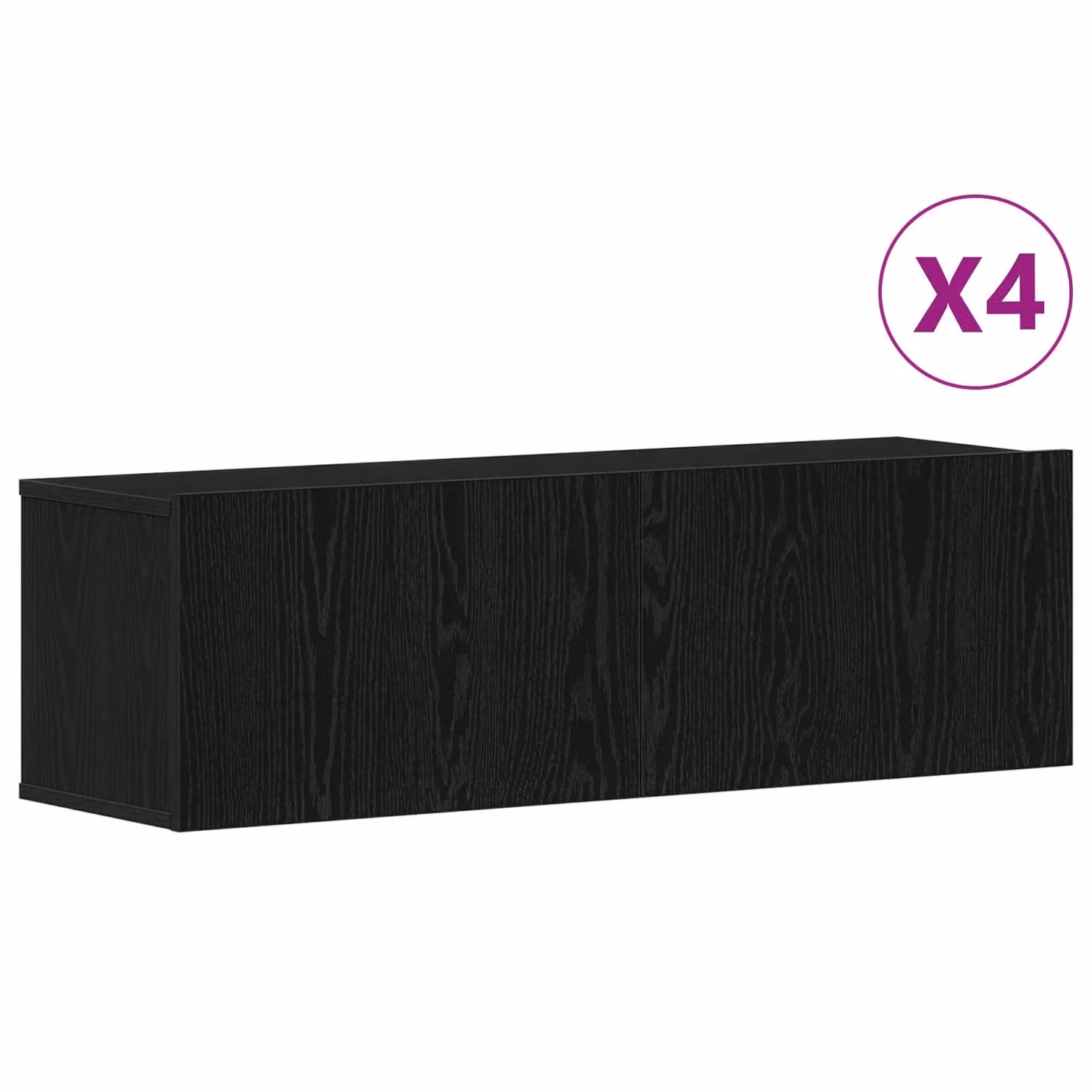 Berkfield Home 4-Piece Wall-Mounted Modern TV Cabinet Set in Black Oak Matt MDF – 3
