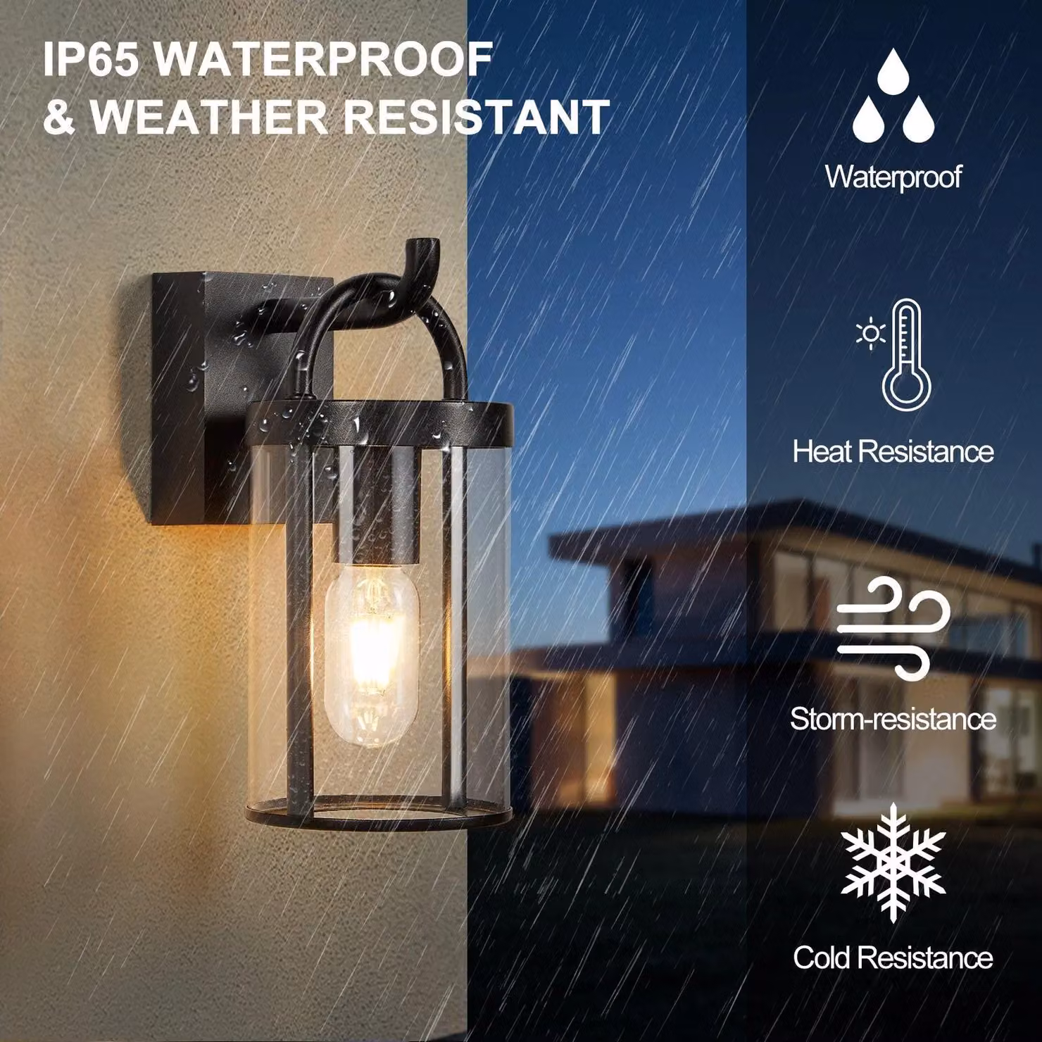Harper Living Black Retro Industrial Outdoor Wall Lantern, IP65 Weatherproof Mains Powered Metal Light for Garden and Terrace, E27 – 2
