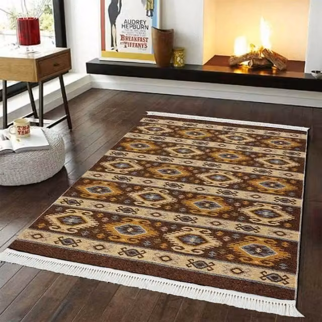 Smart Living Aqcha Luxury Traditional Oriental Rug in Mustard Yellow, Reversible and Washable, W/D/H: 120 x 180 cm
