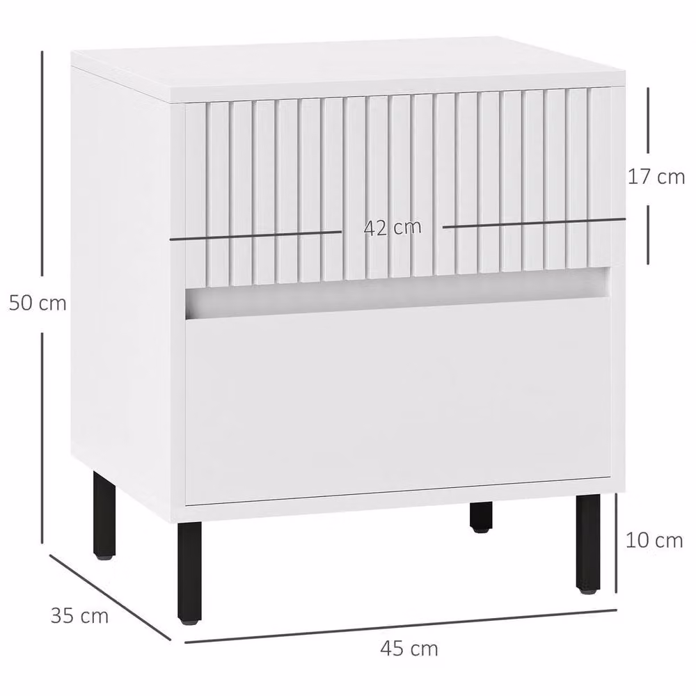 EONLION Modern White Bedside Table with 2 Drawers and Metal Legs for your Bedroom – 2