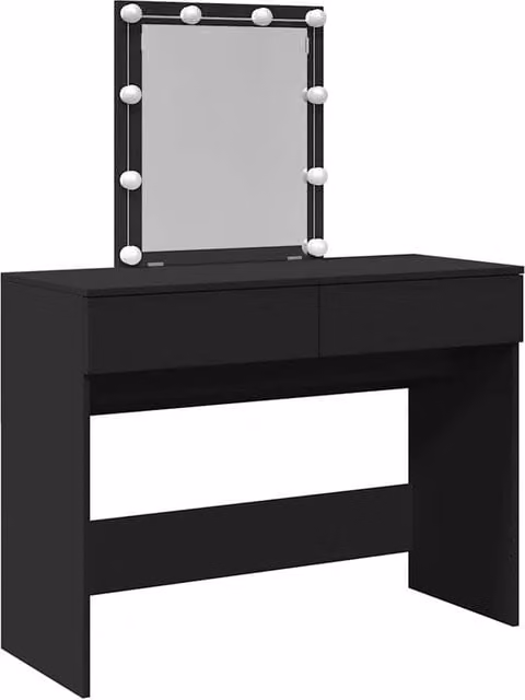 Berkfield Home Hollywood LED Dressing Table in Black, W/D/H: 100 x 40 x 130 cm