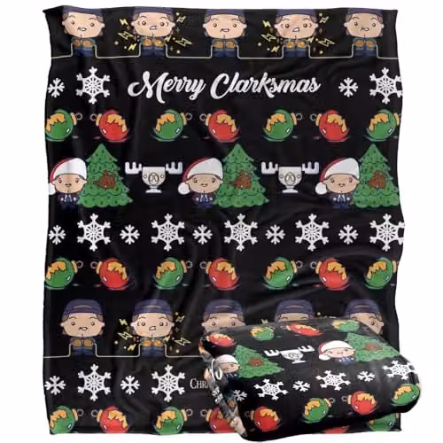 Warner Brothers Christmas Vacation Merry Clarkmas Soft Fleece Throw Blanket, Multicolour, W: 152 cm, D: 127 cm – 1