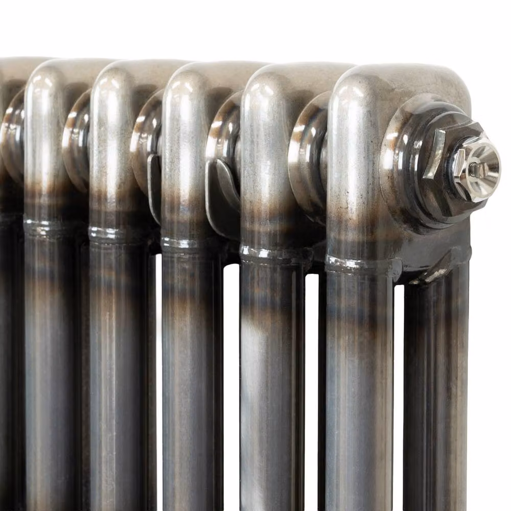 Monstershop Traditional 3 Column Steel Radiator and Valves in Silver, H: 60 cm, W: 119 cm, D: 11 cm – 9